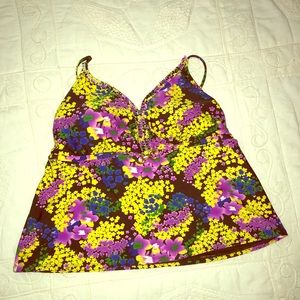 Faded glory floral swim tank size 2X 18-20